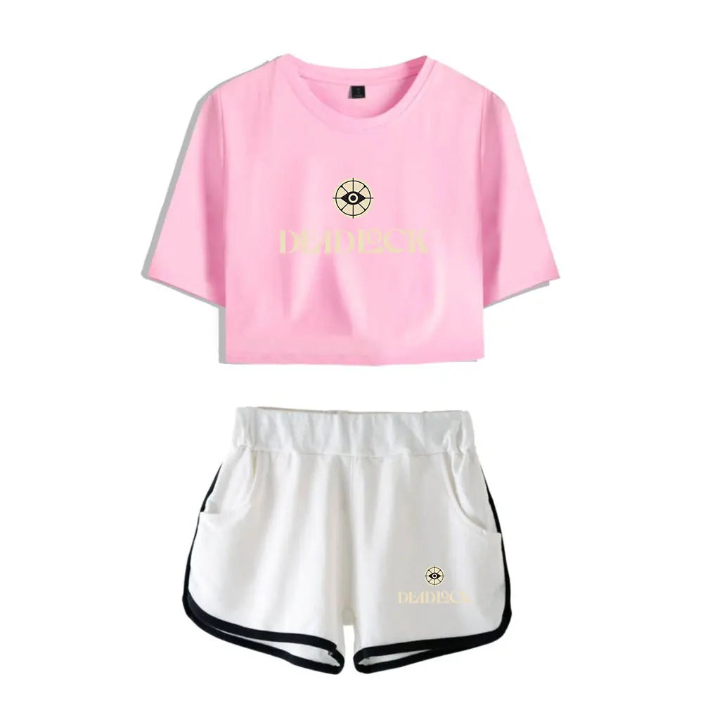 Deadlock merch - Deadlock Two-Piece Crop Top Set – Pink & White Edition - deadlock-shop.com - Official Deadlock Shop