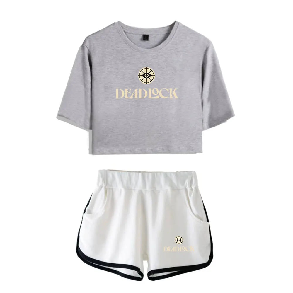 Deadlock merch - Deadlock Two-Piece Crop Top Set – Gray & White Edition - deadlock-shop.com - Official Deadlock Shop