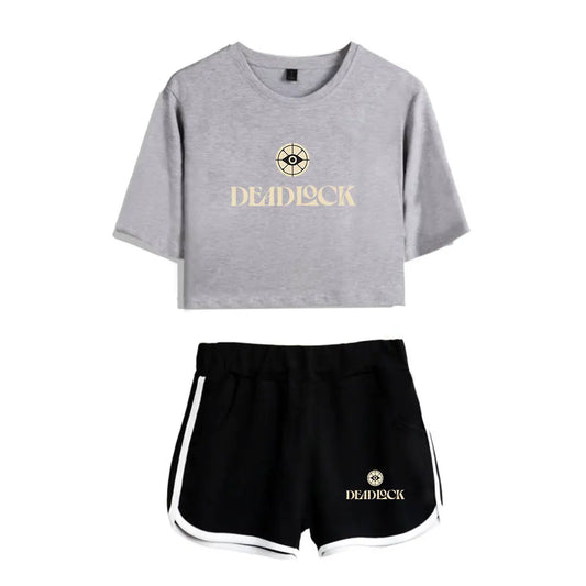 Deadlock merch - Deadlock Two-Piece Crop Top Set – Gray & Black Edition - deadlock-shop.com - Official Deadlock Shop