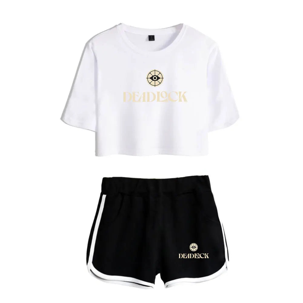 Deadlock merch - Deadlock Two-Piece Crop Top Set – White & Black Edition - deadlock-shop.com - Official Deadlock Shop