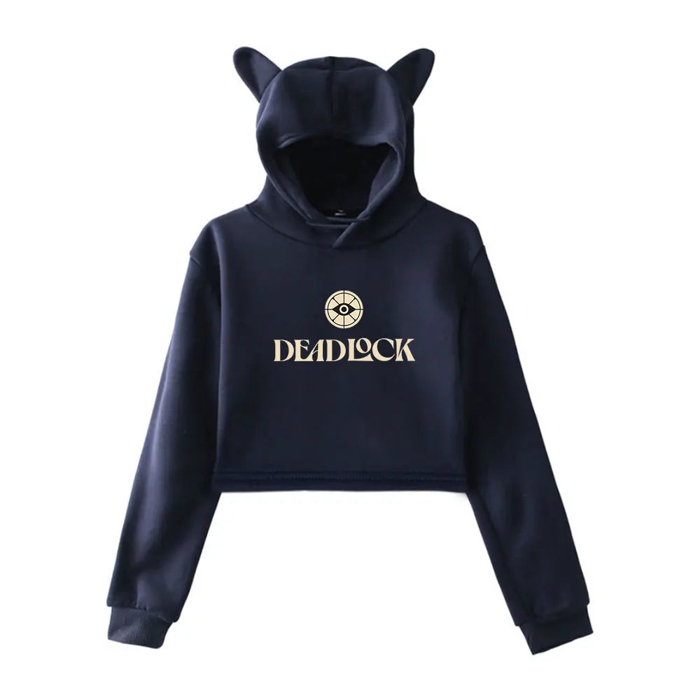 Deadlock merch - Deadlock Cat Ear Crop Hoodie – Navy Edition - deadlock-shop.com - Official Deadlock Shop